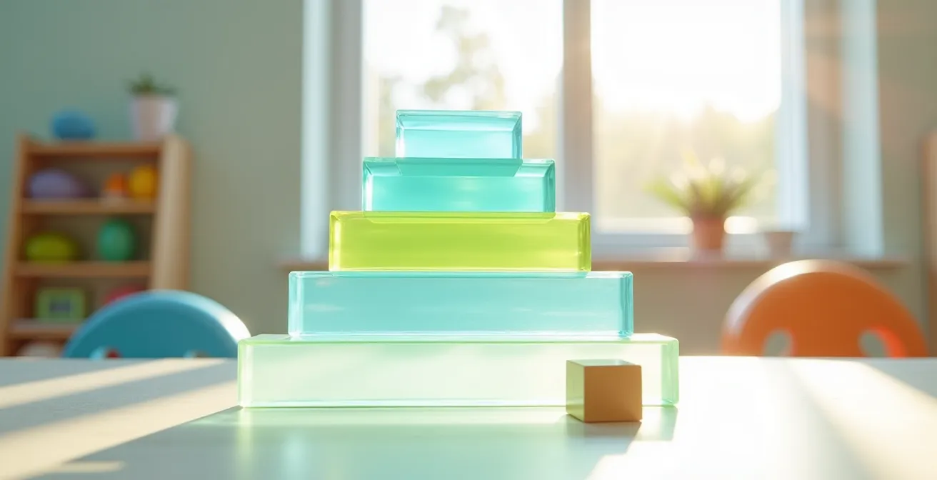 Visual pyramid showing layers of funding sources for child developmental therapy