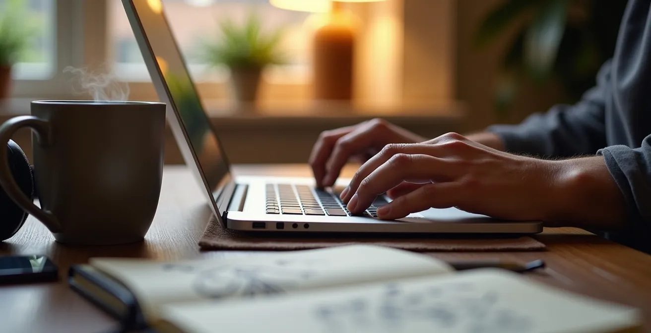 Home office setup showing professional working remotely during business continuity scenario
