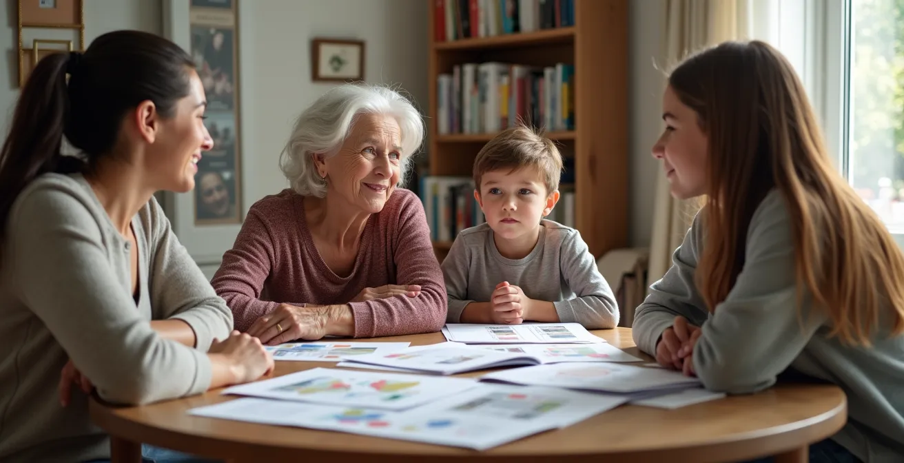 Family estate planning meeting with multiple generations present